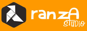 Logotipo de Ranza Studio con el texto y una paloma de papiroflexia