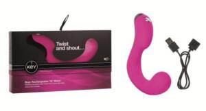 Vibrador flexible rosa curvado en forma de S