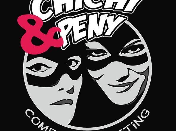 Logotipo de Chichi y Peny con el nombre de ambas, las caras de ambas en formato comic y la leyenda "Comedy Sex Meeting"