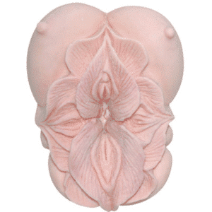 Masturbador que representa un torso femenino, con sus pechos, pero que está realizado como si fuera una flor de loto