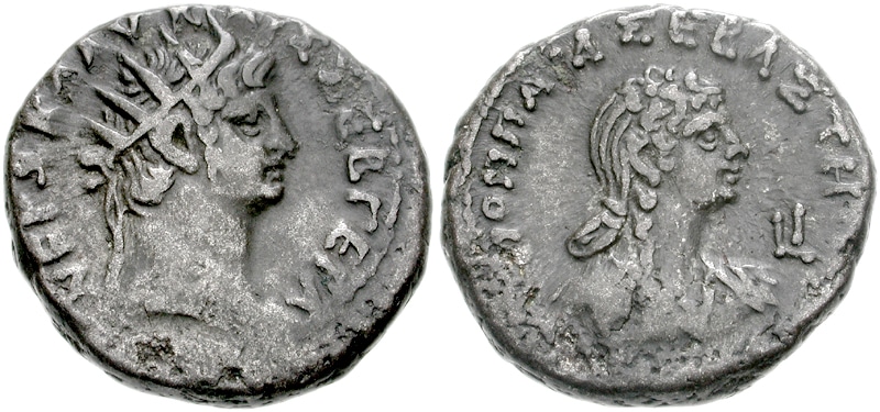 Monedas con el busto de Nerón y de Popea
