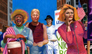 Pintura de Marsha P. Johnson, Joseph y Sylvia en el desfile de 1973