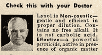 Anuncio en el que se indica que Lysol es eficaz en presencia de materia orgánica