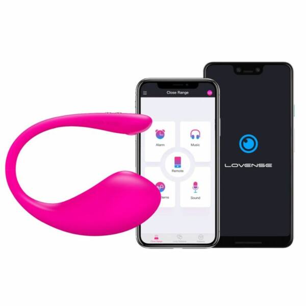 Lovense LUSH 3 en color rosa al lado de un móvil con la app para su control remoto