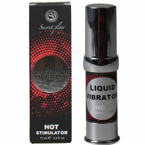 Bote de 15 ml de vibrador líquido hot Secret Play en color negro y puntos rojos